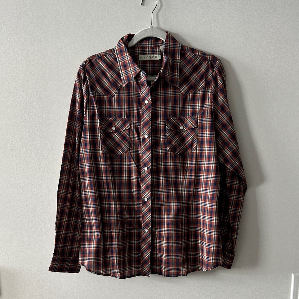 Roper Plaid Button-Down Shirt - Red and Blue